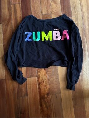 Zumba c crayola Black Cropped Sweatshirt with Multicolor ZUMBA Logo